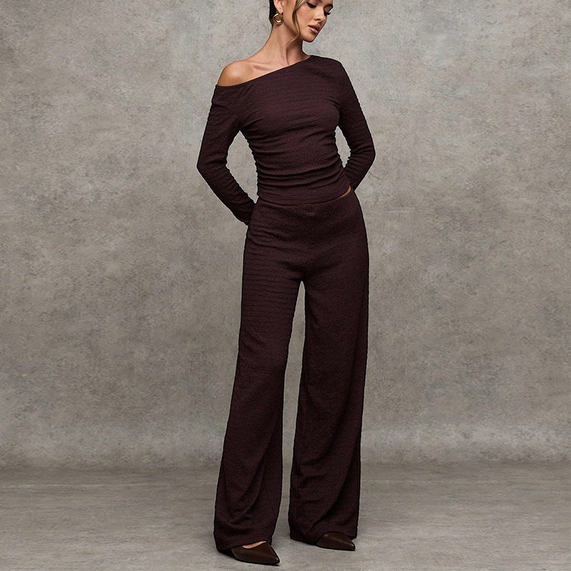 Long Sleeve T Shirt And Straight Leg Pants Set