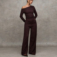 Long Sleeve T Shirt And Straight Leg Pants Set