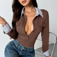 Womens Slim-Fit Spliced Fake Two-Piece Jumpsuit