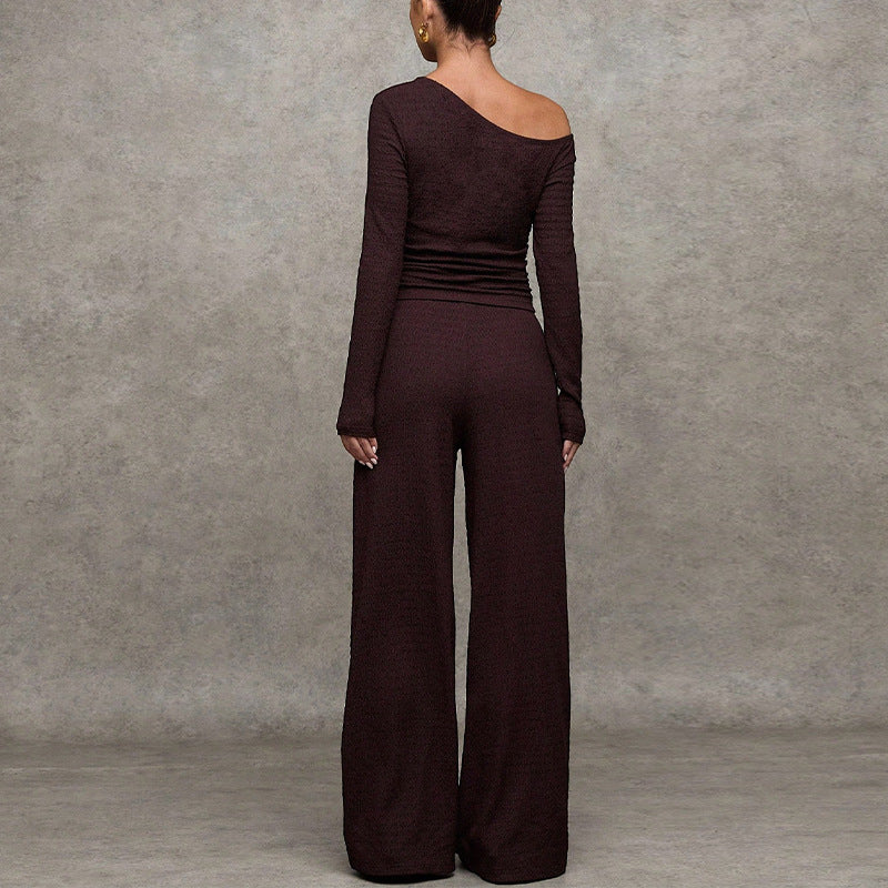 Long Sleeve T Shirt And Straight Leg Pants Set