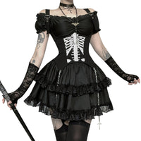 Off-the-shoulder Two-way-wear Gothic-style Sexy Slim-fit Mini Skirt