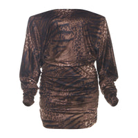 New Autumn Womens Leopard-Print Off-the-Shoulder Long-Sleeve Bodycon Dress