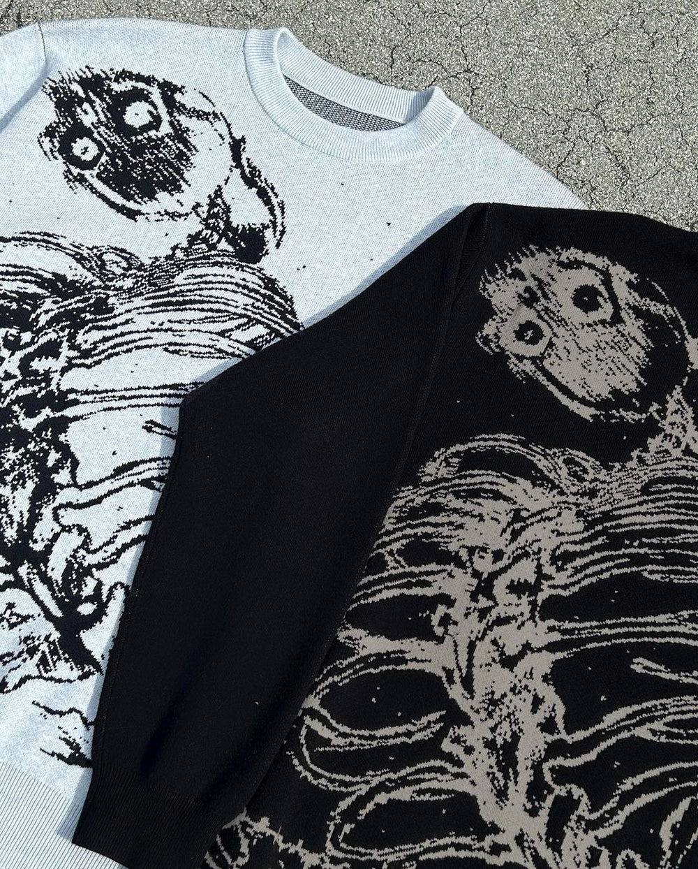 Y2g Sweater Gothic Skeleton Print Pullover