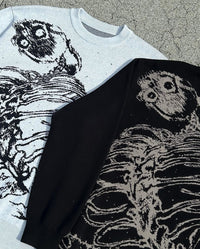 Y2g Sweater Gothic Skeleton Print Pullover