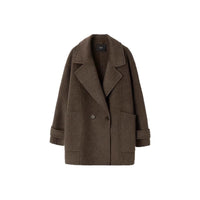 A Classic Long Double-faced Wool Coat In The Old Money Style For Winter