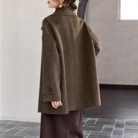 A Classic Long Double-faced Wool Coat In The Old Money Style For Winter