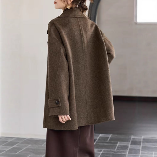 A Classic Long Double-faced Wool Coat In The Old Money Style For Winter