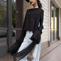 Dark Style Chiffon Top Loose Long Women's Clothing