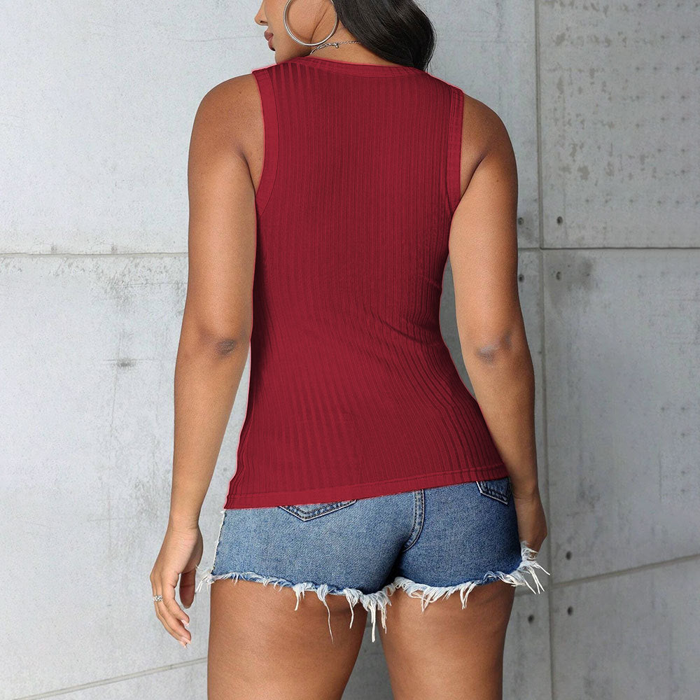 Summer Slim-fit Short Tank Top In Solid Color
