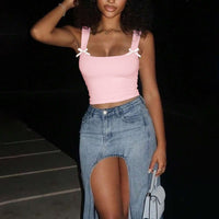 Bow-decorated Camisole For Women Cropped Style
