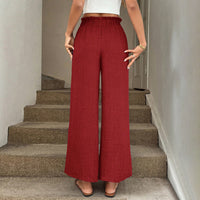 High Waisted Drawstring Casual Pants