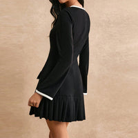 Womens Stylish Fitted Crew-neck Long-sleeve Dress