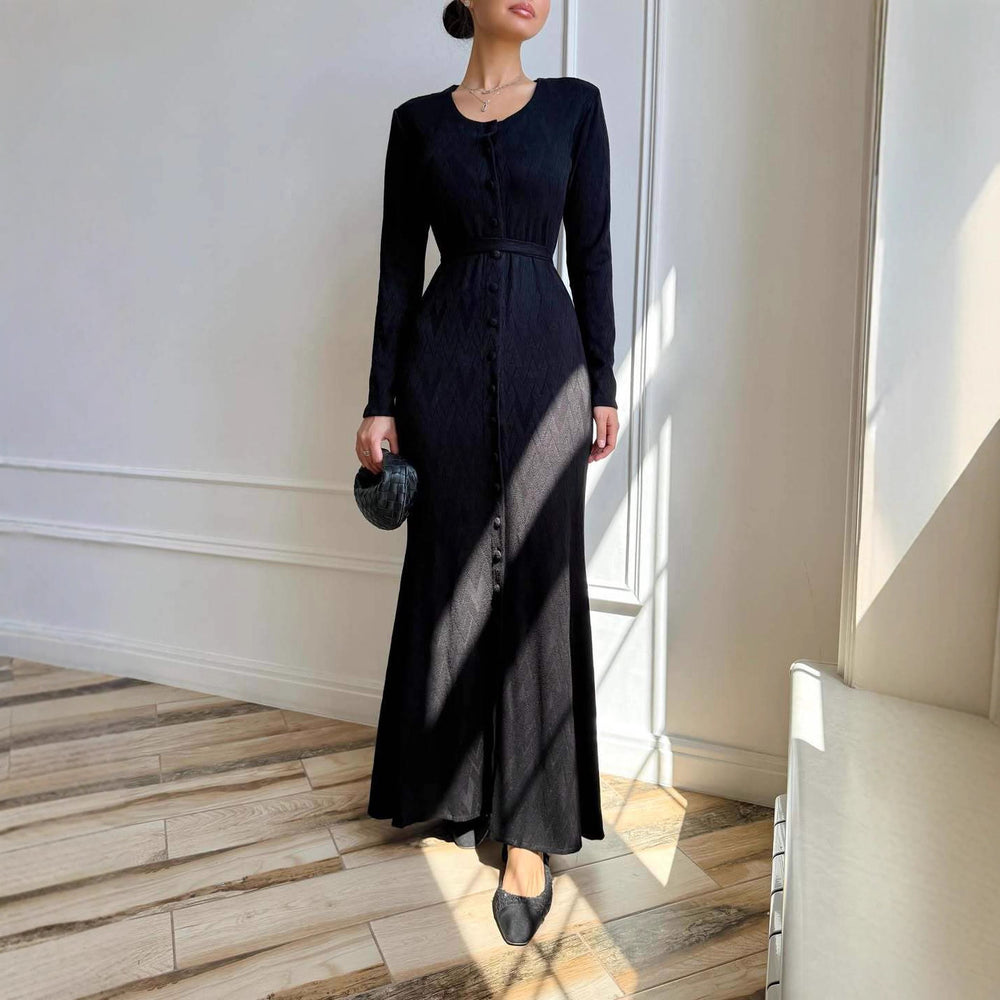 Casual Crew-neck Long-sleeve Sweater Loose-fitting Knit Bodycon Dress