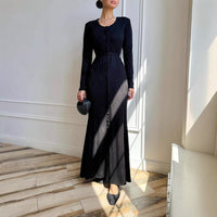 Casual Crew-neck Long-sleeve Sweater Loose-fitting Knit Bodycon Dress