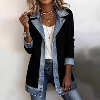 Womens Fashion Slim-fit Long-sleeve Patchwork Jacket