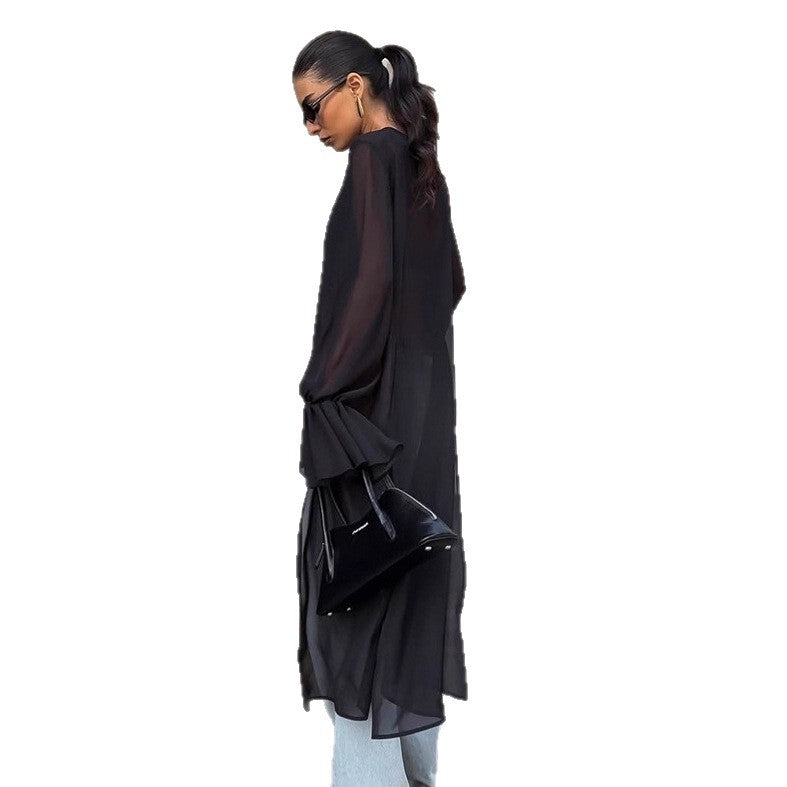 Dark Style Chiffon Top Loose Long Women's Clothing