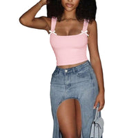 Bow-decorated Camisole For Women Cropped Style