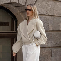 Commuter Wool Coat With A Blazer Collar For Women