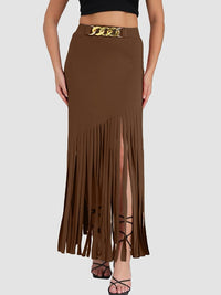 Womens Dark-Colored Sexy Fringe Skirt