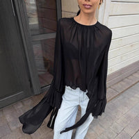 Dark Style Chiffon Top Loose Long Women's Clothing