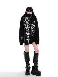 Gothic Dark Black White Gray Double-sided Faux Mink Scarf